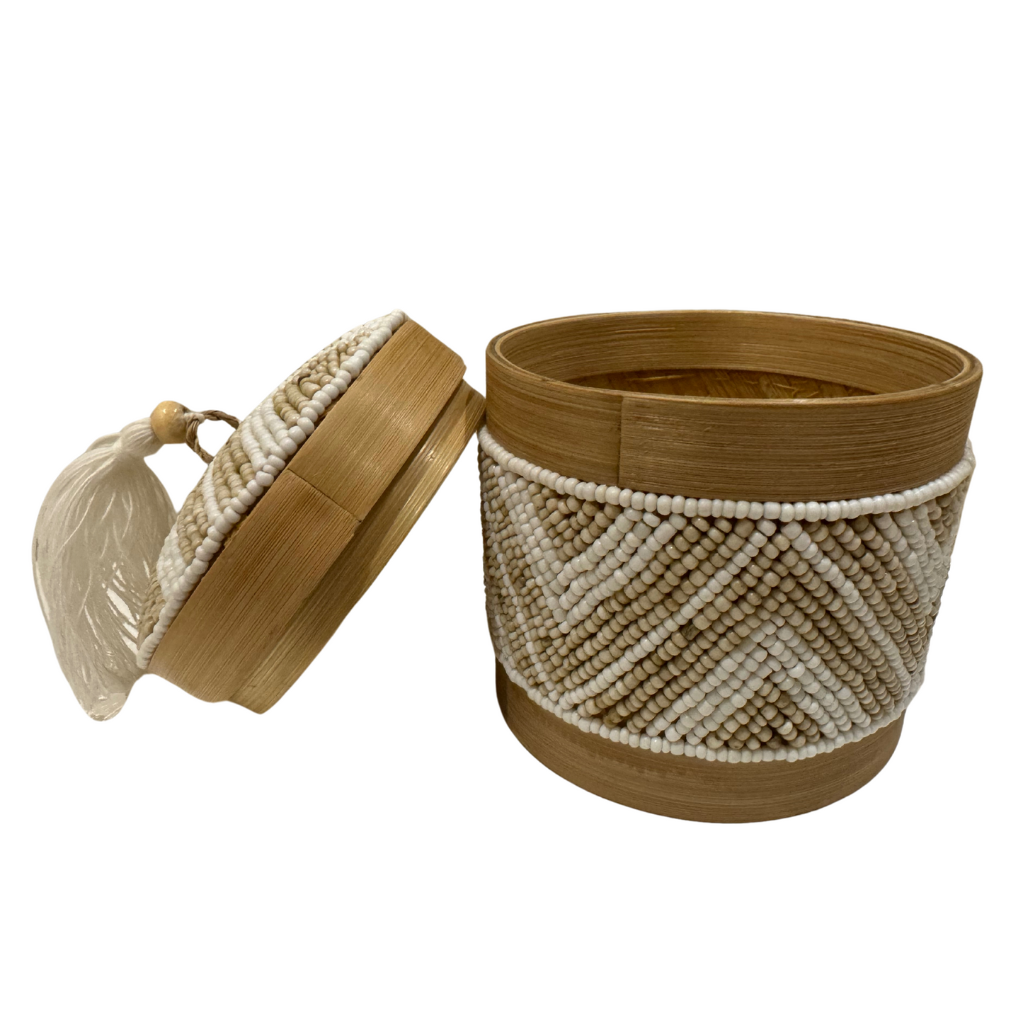 Boîte à Bijoux en Bambou et Perles